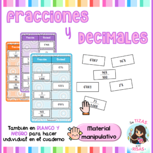 Tabla de decimales y fracciones (material manipulativo)