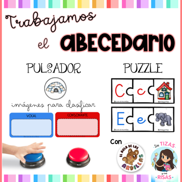 Abecedario: puzzle y ruleta (material manipulativo)