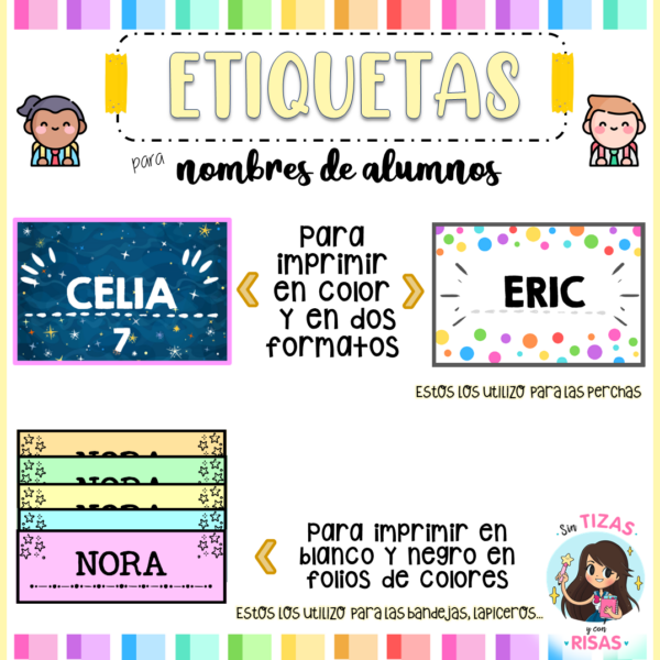Etiquetas para los alumnos (editable)