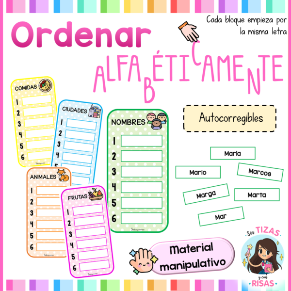 Ordena alfabéticamente (material manipulativo)